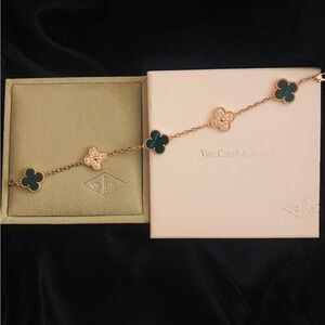 Van Cleef & Arpels Gold and Green Clover Bracelet